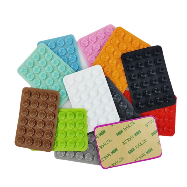 Adhesive silicon phone suction holder pads mobile phone back cover suction popet holders anti-slip single sided wall mounted phone suction cup holders...